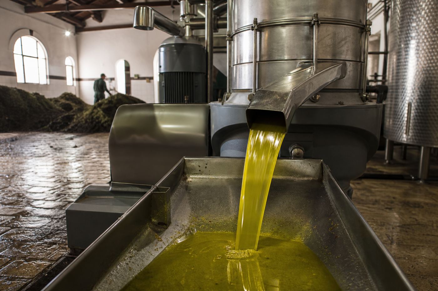 Pressoir et huile d’olive en moulin traditionnel